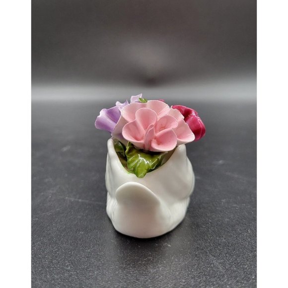 Vintage Aynsley Bone China Hand Modelled Swan With Flowers Figurine From England - Picture 2 of 12